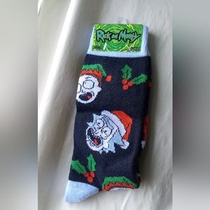 Rick & Morty Mistletoes-Santa & Elf Novelty Christmas Socks- Shoe size: 6-12 NWT